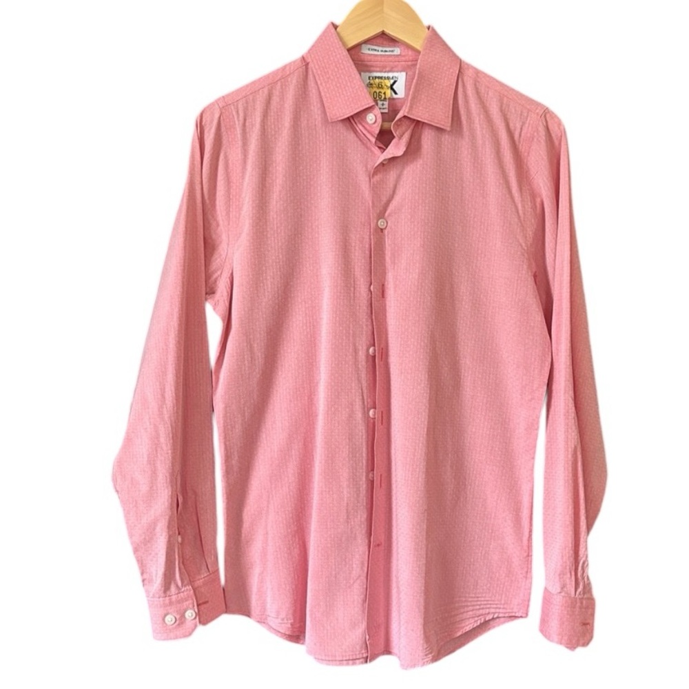 Express Men's Extra Slim Fit 1XM Long Sleeve Dress Shirt in Pink